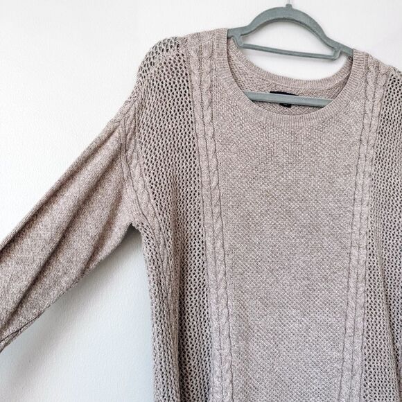 American Eagle Tan French Terry Knit Long Sleeve Sweater Size Medium - Picture 3 of 8